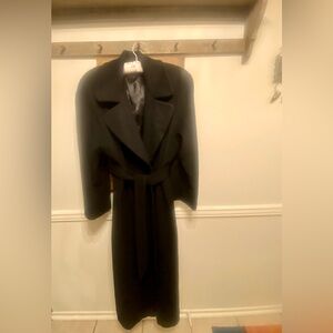 REGENCY CASHMERE Couture Vintage Long Wrap Coat Black Sz 8-10 RARE ELEGANT 🤩